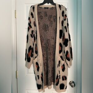 Storia Animal Print Cardigan in Black, Brown, and Cream